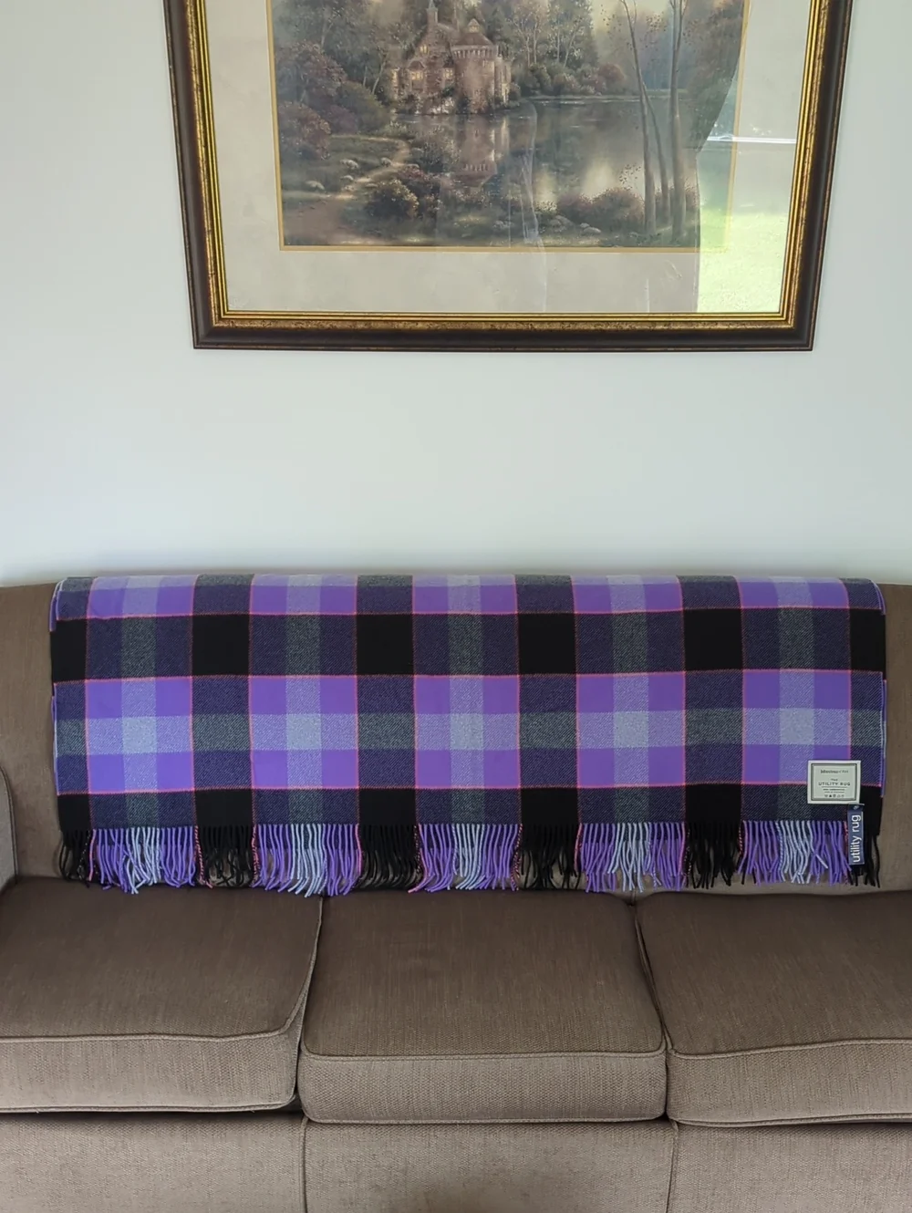 Johnstons Of Elgin The Utility Rug Purple Plaid Scottish Lambswool Blanket Throw